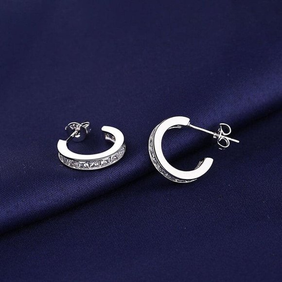 New 6 Pairs Sterling Silver Stud Earrings Sparkly Cubic Zirconia Stud Ea… - Picture 3 of 6